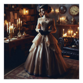 Victorian Vintage Mysterious Elegant Woman Photo Print