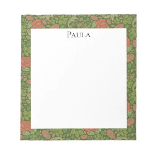 Victorian Vintage Red Roses Pink Mums Floral Notepad