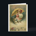 Victorian Vintage Retro Child and Cat Christmas Holiday Card<br><div class="desc">Victorian Vintage Retro Child and Cat Christmas

art, cat in snow, child, christmas, christmas greetings, little girl, merry christmas, retro, retro christmas, victorian, victorian christmas, victorian girl with cat christmas, victorian white cat christmas, vintage, vintage christmas, white cat</div>