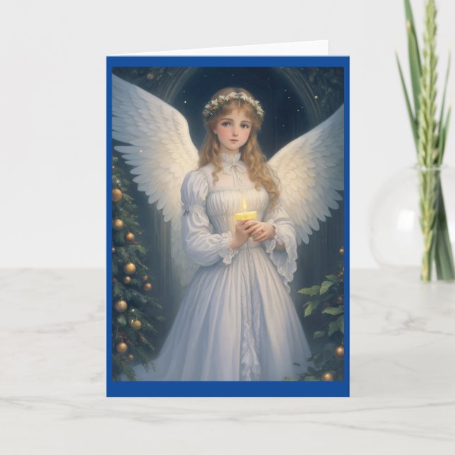 Victorian Vintage Retro Christmas Angel Holiday Card (Front)