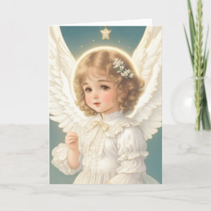 Victorian Vintage Retro Christmas Angel Holiday Card