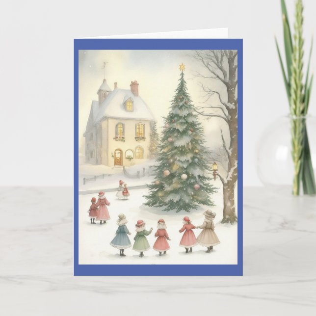 Victorian Vintage Retro Christmas Holiday Card (Front)