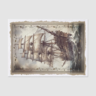 Victorian Vintage Sailing Ship Decoupage Tissue Paper