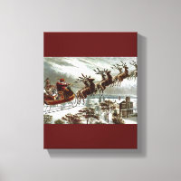 Victorian Vintage Santa Claus Reindeer Sleigh