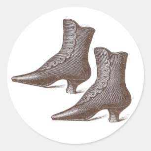 Victorian Vintage Snap Up Ankle Boots - Wonderful! Classic Round Sticker