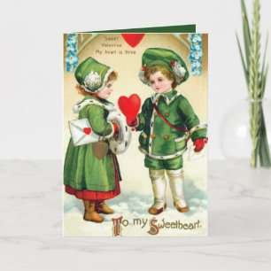 Victorian vintage Valentine kids add sentiment Holiday Card