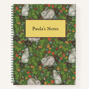 Victorian Vintage White Bunny Rabbit in Garden Notebook