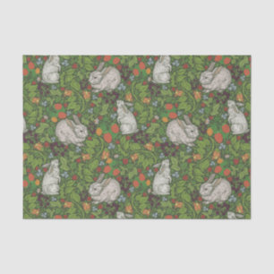 Victorian Vintage White Bunny Rabbit in Garden Tissue Paper