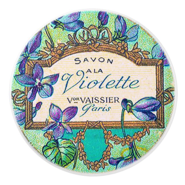 Victorian violet perfume ceramic knob (Front)