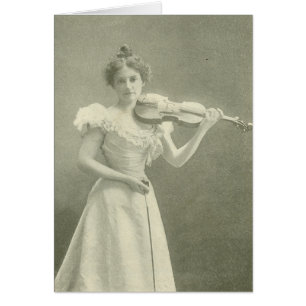 Victorian violinist (poem inside card)