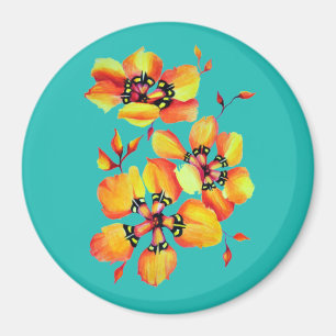 Victorian Watercolor Harlequin Sparaxis Flowers Magnet