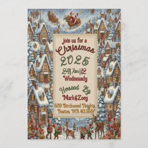 Victorian Watercolor Santa Christmas Collection Invitation