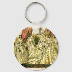 Victorian Wedding Art Print Fashion Dress Keychain
