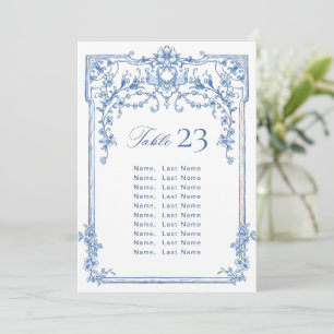 Victorian Wedding Blue Seating Chart Card