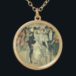 Victorian Wedding Bride and Groom Newlywed Bicycle Gold Plated Necklace<br><div class="desc">Vintage illustration love and romance Victorian wedding image featuring a bride in her wedding gown and veil and the groom in his tuxedo. A romantic design with the husband and wife newlyweds riding an antique tandem bike after their wedding ceremony surrounded by guests and members of the wedding party.</div>