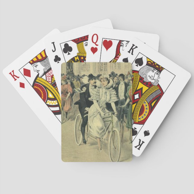 Victorian Wedding Bride and Groom Newlywed Bicycle Playing Cards (Back)