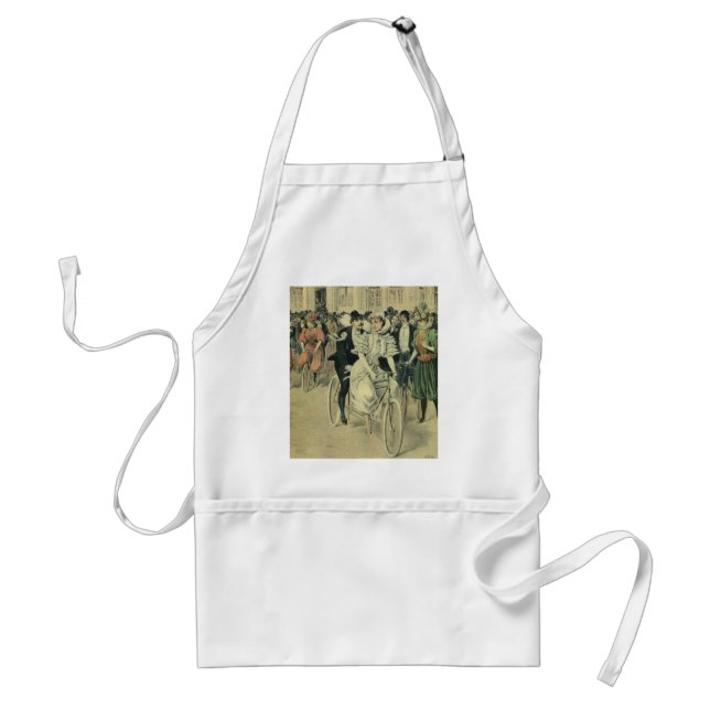Victorian Wedding Bride and Groom Newlywed Bicycle Standard Apron (Front)