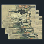 Victorian Wedding Bride and Groom Newlywed Bicycle Wrapping Paper Sheet<br><div class="desc">Vintage illustration love and romance Victorian wedding image featuring a bride in her wedding gown and veil and the groom in his tuxedo. A romantic design with the husband and wife newlyweds riding an antique tandem bike after their wedding ceremony surrounded by guests and members of the wedding party.</div>