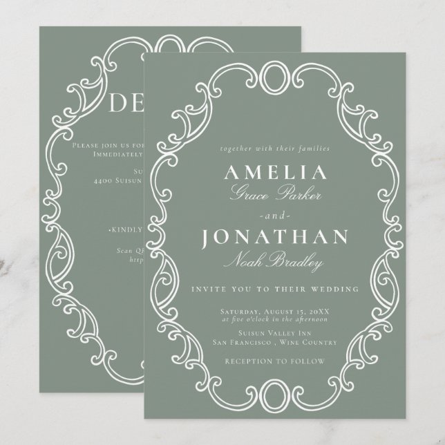 Victorian Wedding Crest Invitation (Front/Back)