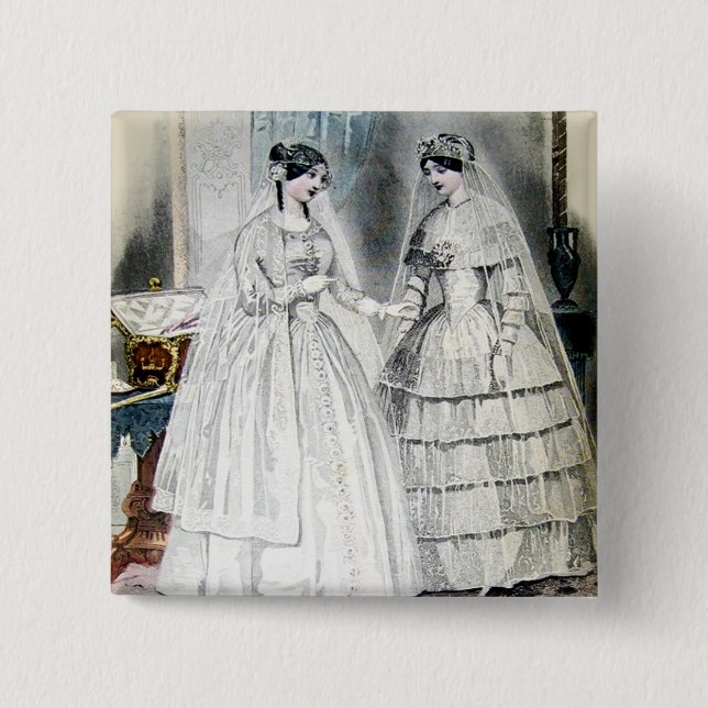 Victorian Wedding Dress 2 Inch Square Button (Front)
