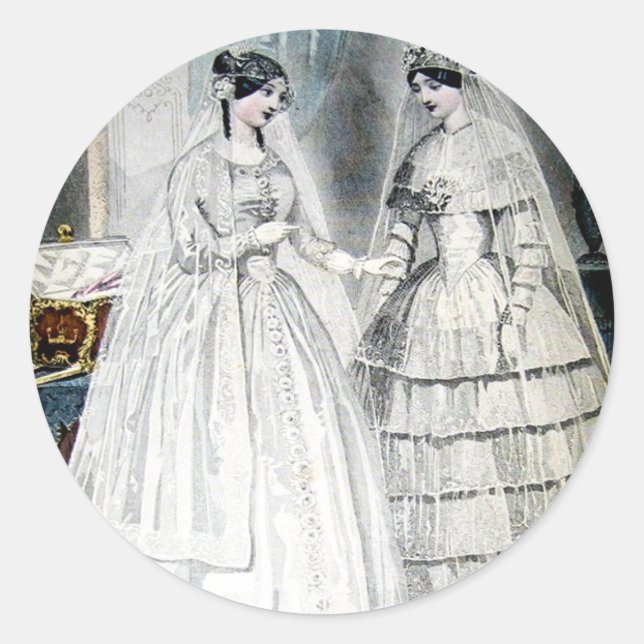 Victorian Wedding Dress Classic Round Sticker (Front)