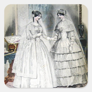 Victorian Wedding Dress Square Sticker