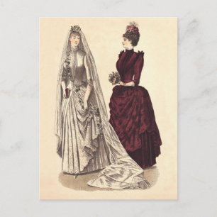 Victorian wedding gown postcard