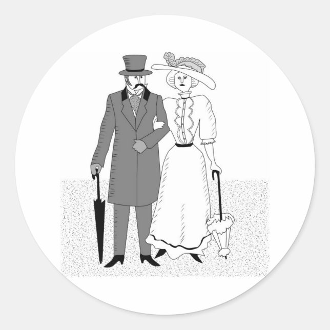 Victorian Wedding Guests Classic Round Sticker (Front)