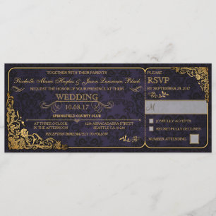 Victorian Wedding Ticket Invitation w/ RSVP