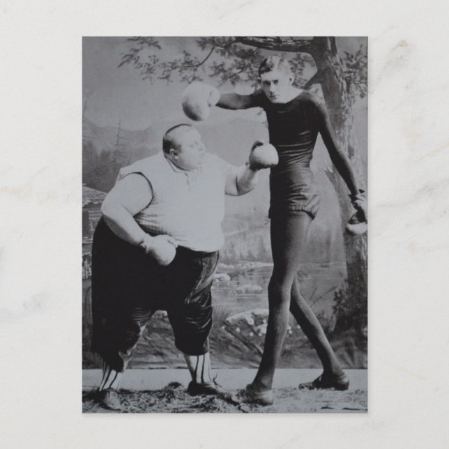 Victorian Weird Fat and Skinny Boxer Postcard (Front)