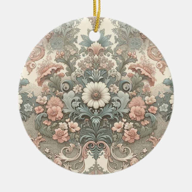 Victorian Whisper: A Pastel Symphony Ceramic Ornament (Front)