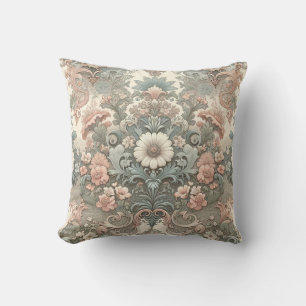 Victorian Whisper: A Pastel Symphony Throw Pillow