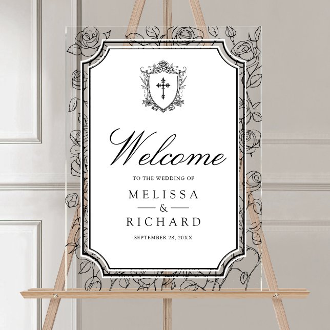 Victorian White Catholic Wedding Welcome Acrylic Sign (Creator Uploaded)