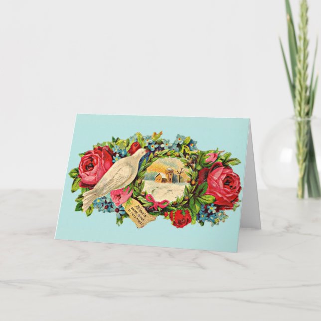 Victorian white dove and love message card (Front)