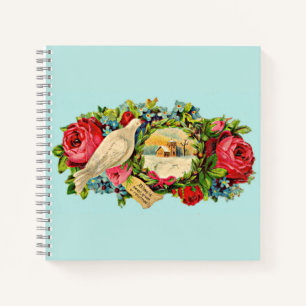 Victorian white dove and love message notebook