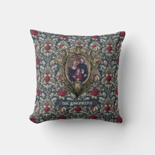Victorian Winter Berry Ornament Family Christmas Throw Pillow