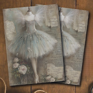 Victorian Winter Fairy Silver Blue Dress Decoupage Tissue Paper