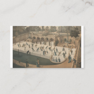 Victorian Winter Ice Skating Lithograph Business Card