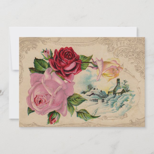 Victorian Winter Roses Invitation (Front)
