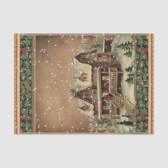 Victorian Winter Scene Tissue Paper (Front)