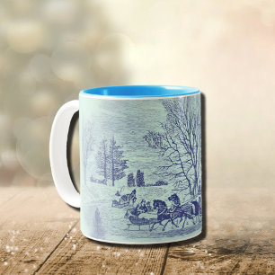 Victorian  Winter Scene Two-Tone Coffee Mug
