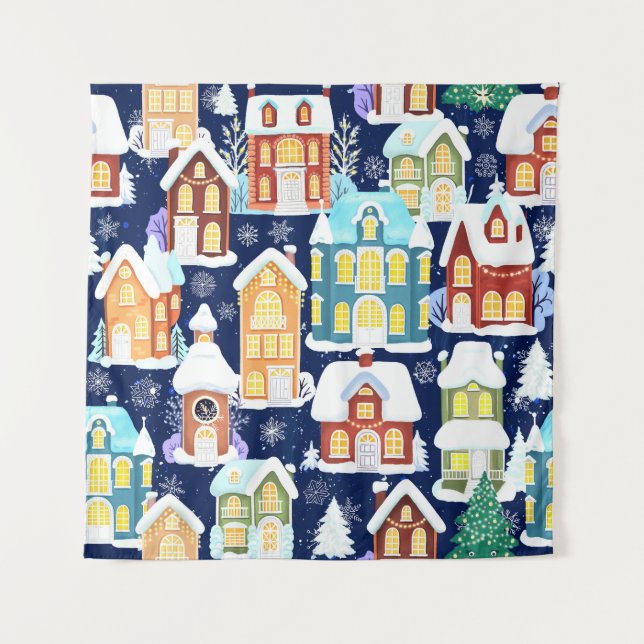 Victorian Winter Town: Christmas Pattern Tapestry (Front)