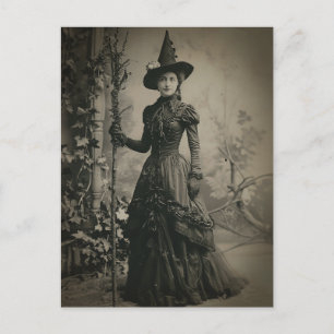 Victorian Witch Sepia Portrait Postcard