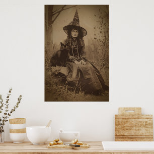 Victorian Witch Sepia Portrait style 6 Poster