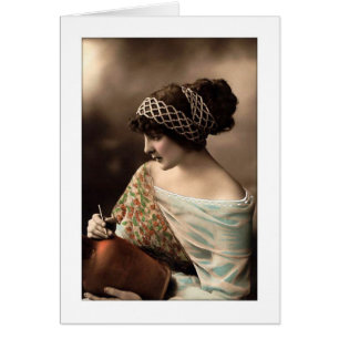 Victorian woman hair up in beads