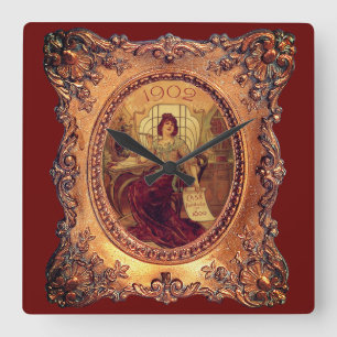 Victorian woman in elegant Victorian frame Square Wall Clock