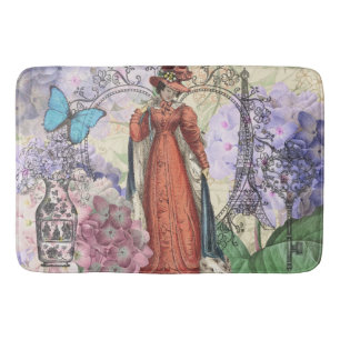 Victorian Woman in Red Colourful Fashion Bath Mat