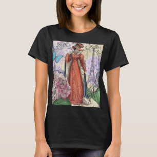 Victorian Woman in Red Colourful Fashion T-Shirt
