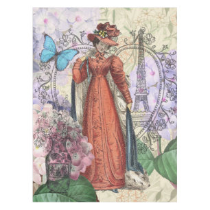 Victorian Woman in Red Colourful Fashion Tablecloth