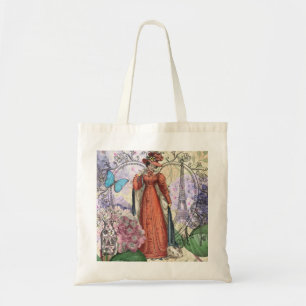 Victorian Woman in Red Colourful Fashion Tote Bag